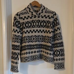Opening Ceremony Black and Cream Patterned Turtleneck Sweater